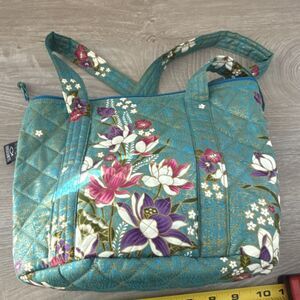 Napada Handicrafts Quilted Floral Shoulder Bag Teal Multicolor Zip Closure